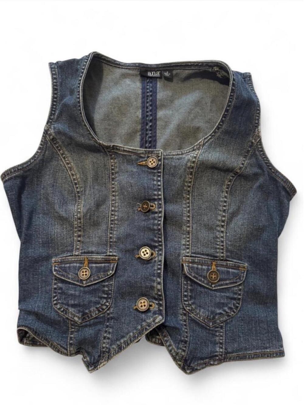 Vintage Y2K a.n.a Fitted Denim Vest Waistcoat size small
